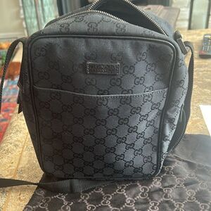 Gucci Black Monogram Messenger Bag